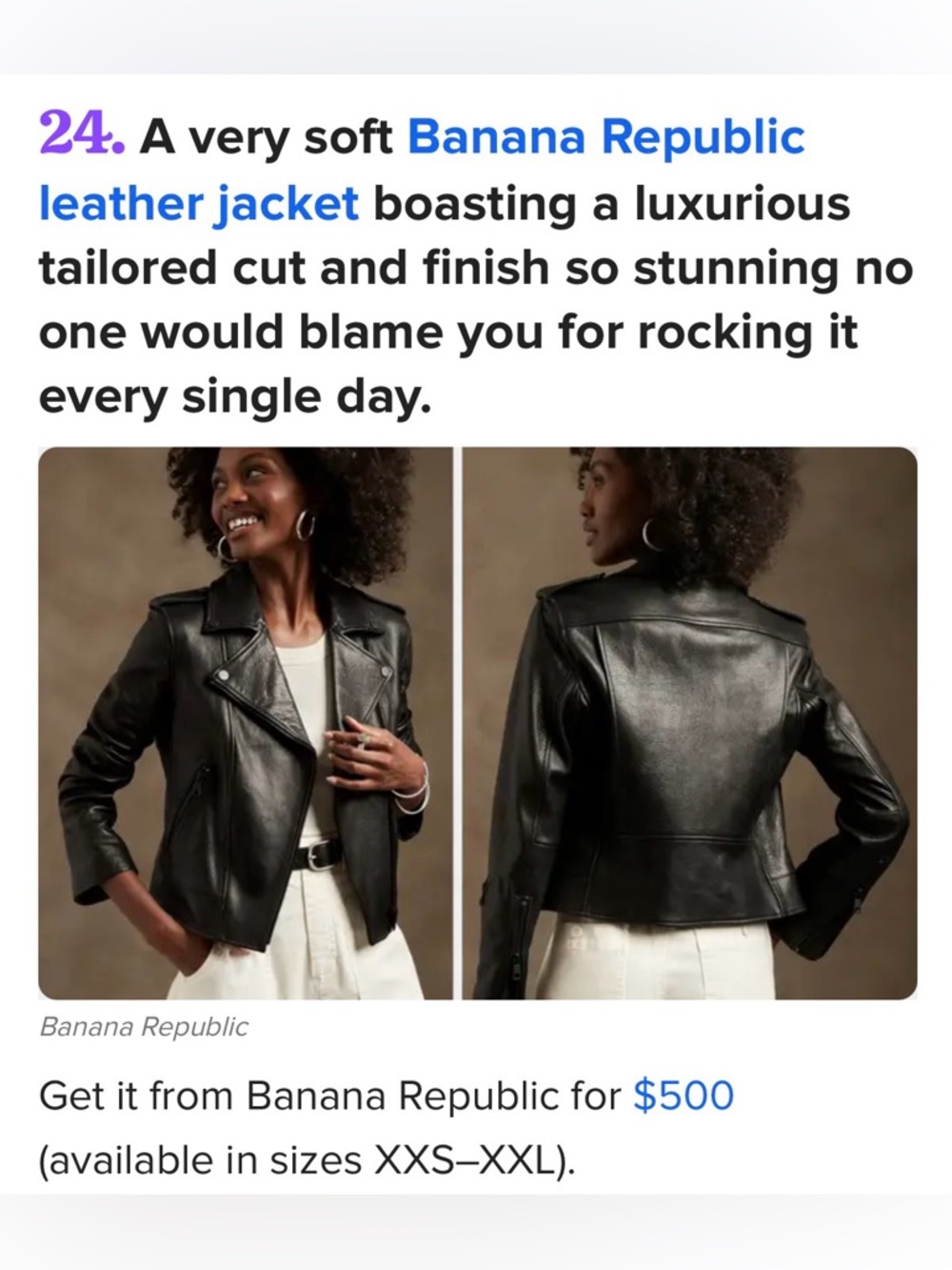 Banana Republic Moto Monocromatic Black Lambskin Leather Jacket L